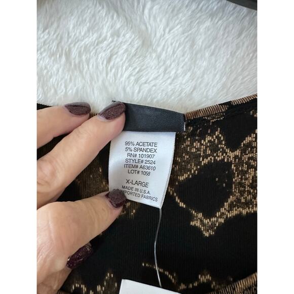 NWT Citiknits Brown Asymmetrical Tunic Top XL Slinky Travelers - Picture 6 of 9